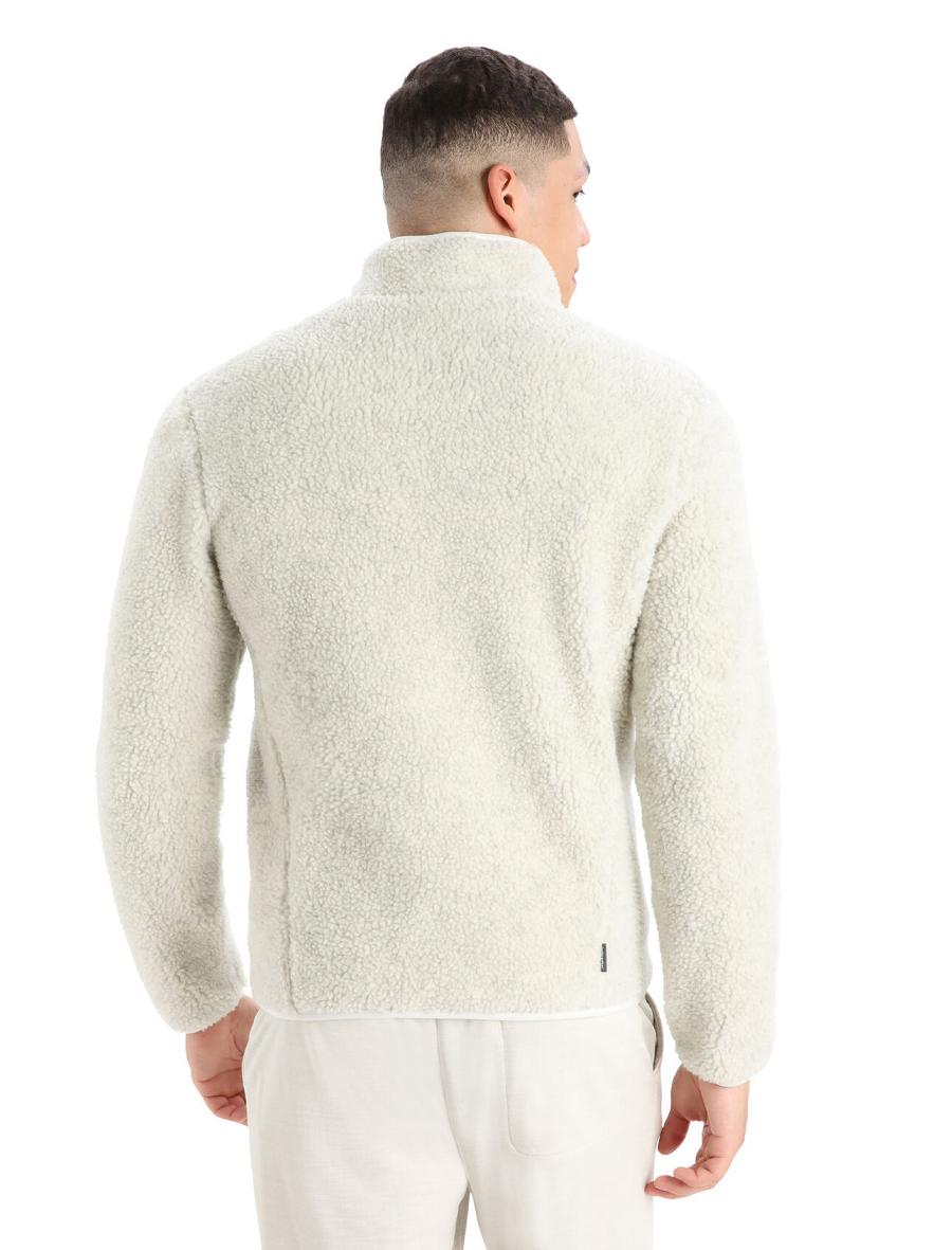 Sweat À Capuche Icebreaker RealFleece™ Merino High Pile Long Sleeve Zip Homme Blanche | FR 1248HAPK